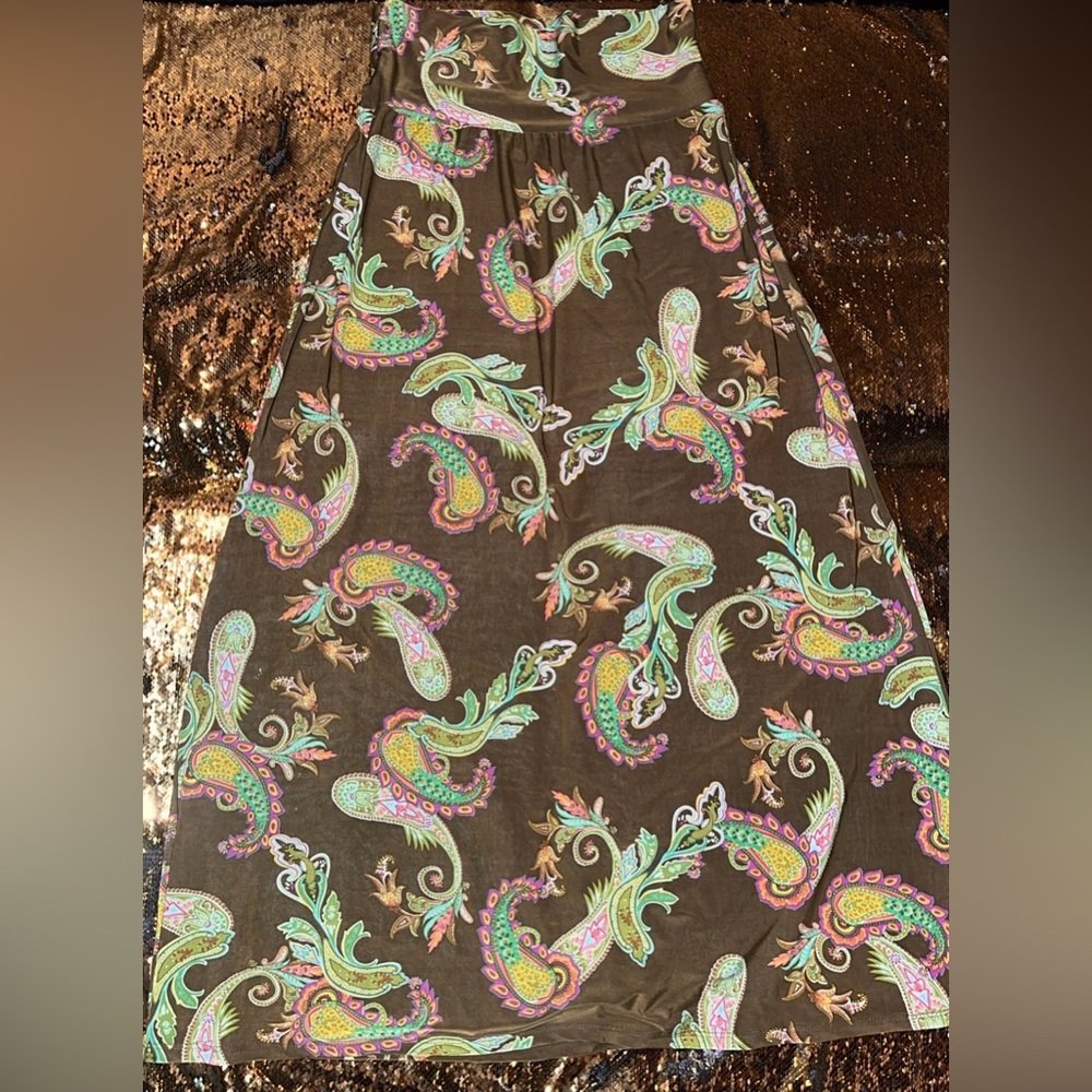 AZULES Paisley Print Maxi Skirt